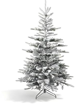 SHATCHI Künstlicher Weihnachtsbaum, Kiefernholz, schneebedeckt, grüne Spitzen, buschig, einfarbig, Weihnachtsdekoration, PVC, 2,1 m