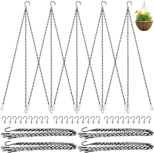 ZOOFOX 9 Pack 22 Inch Hanging Chains, 3 Leads Hanging Chain with Hooks for Plant Flower Pot Basket, Replacement Chain Hangers for Christmas Wreath, Lantern, Bird Feeder, Planter, Indoor