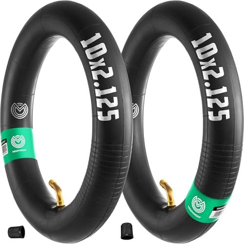 MOOVMOOV 2X Innen Schlauch 10 x 2.125 (10-Zoll) - Mit 70/0 Winkelventil - Kompatibel mit 10 Zoll Reifen: 10 x 2.125 – 10 x 2.25 – 10 x 2.5 - Für Roller, Hoverboard, Kinderwagen - Premium Qualität