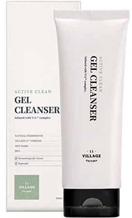 [VILLAGE 11 FACTORY] ACTIVE CLEAN GEL CLEANSER (100ml) Korean Skincare – Sanftes pH-Balanciertes Gel für Effektive Reinigung und Feuchtigkeit – AHA & BHA – Vegane Formel
