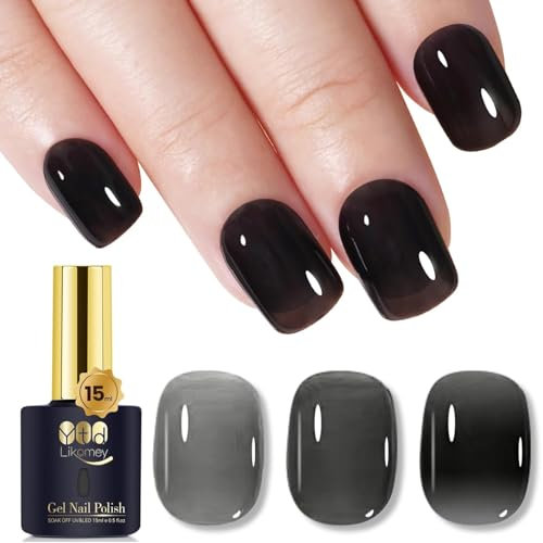 YTD Likomey UV Gellack Nagellack Gel,15ml Nude Durchsichtig Schwarz Transluzent Jelly Soak Off Nagelgel Maniküre Herbst Winter Gel Polish,LS225