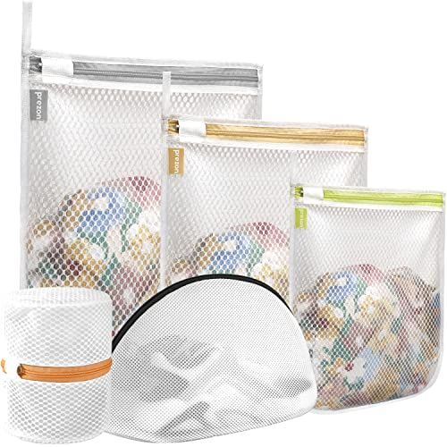 Prezon Netz-Wäschesäcke, Waschmaschinen-Wäschesäcke, Wiederverwendbare Mesh Wäschesack für Feinwäsche, Strümpfe, Unterwäsche, BH, Dessous, Babykleidung und Schuhe, 5 Verschiedene Größen mit Schlaufe