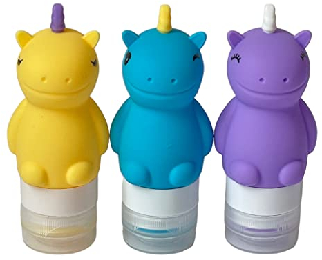 Yumbox Juego de 3 botellas de silicona para condimentos (unicornios)