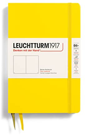 LEUCHTTURM1917 368499 Notizbuch Paperback (B6+), Hardcover, 219 nummerierte Seiten, Zitrone, Blanko