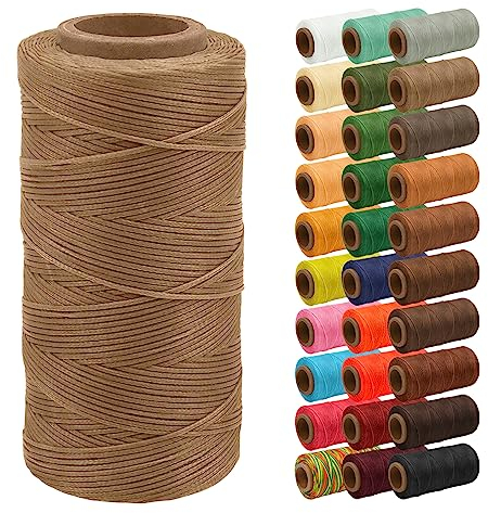 Uiopa Filo Cerato, 1mm x 200m Filo Cerato Piatto per Cuoio, Bobine da Cucire Cerato per Progetti in Pelle, Riparazione di Scarpe, Rilegatura di Libri, Fai da Te, Artigianato