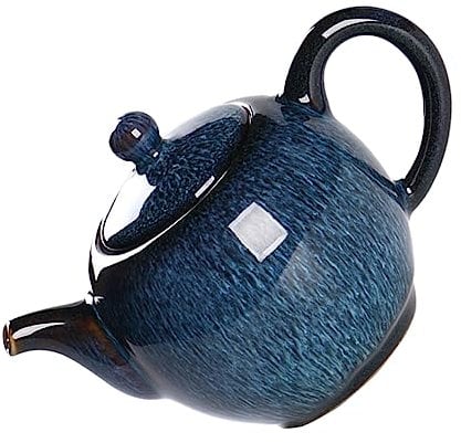 Veemoon Teapot - Ceramic, Blue, 14.5X9.9X9CM, Auto, Home Teaware, Individual, Handmade, Loose Leaf, Japanese, Chinese, Office, Restaurant, Gift