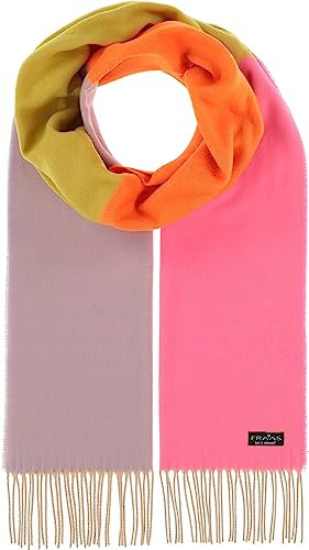 FRAAS Damen-Schal Blockkaro aus reinem Cashmink - 34 x 200 cm - Feiner als Cashmere - Perfekt für Herbst und Winter - Sustainability Edition - Made in Germany Neonpink