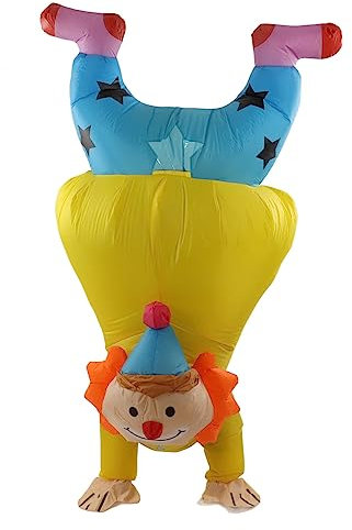 Asixxsix Aufblasbares Kostüm Erwachsene, Handstand Clown Halloween Ostern Party Kostüme mit Batteriebox und Gebläse Wasserdicht leicht Aufblasbarer Jumpsuit Halloween Kostüme Fancy Dress