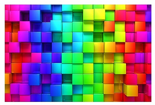 Bilderwelten Fototapete Abstrakt 3D Würfel 190x288 cm Vlies-Tapete XXL Smart Wandtapete Wanddekoration Wohnzimmer Schlafzimmer