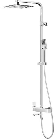 KOLMAN Badezimmer Duschset Chrom ANGO Duschsäule Brausegarnitur mit Duschmischer und Auslauf