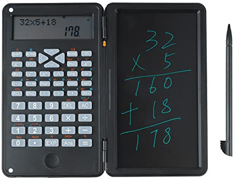 Calculadora Científica Portátil, Calculadora con Bloc de Notas, Pantalla LCD de Dos Filas, Tableta de Escritura de 6 Pulgadas, Calculadora de Escritorio para Escuela Secundaria,