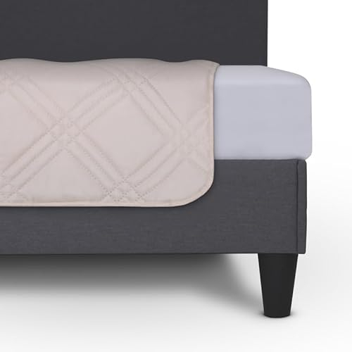Tages-Decke (Beige) XXL (220x240 cm) mit wattierter Zwischenlage (Patchwork lila) Bettüberwurf - Überwurfdecke, Sommerdecke gesteppt - Steppdecke, Wendedecke