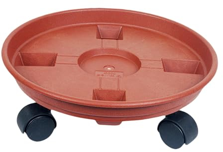 MagiDeal Plant Saucer Rolling Plant Stand with Wheels Multipurpose Pallet Trolley Flower Pot Rack on Rollers for Home Garden, 36cm