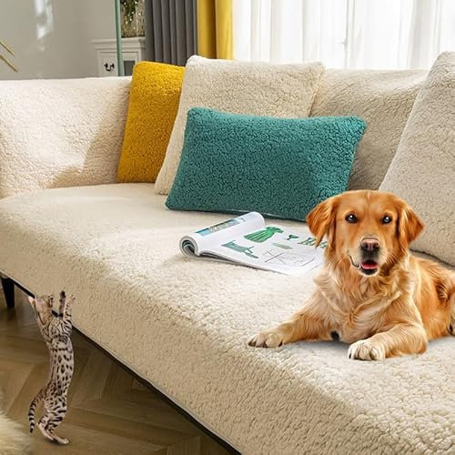 Sofaschoner rutschfest L Form Ecksofa Sofa Überzug Sofadecke Samt Sofabezug 3 2 1 4 sitzer Sofahusse für Sofas aus Mikrofaser Ledersofa (Beige-90x180cm)
