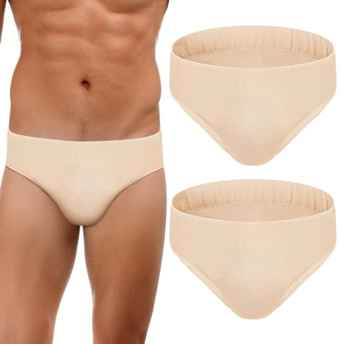 Bunnycool 2 Stück Herren Vollbesatz-Tanzgürtel, elastische Tanzunterwäsche für Männer, Tanzgürtel, Herren-Slip für männliches Ballett, Nude, Medium