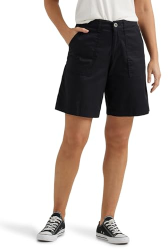 Lee Women's Ultra Lux Comfort with Flex-to-Go Utility Bermuda Short Union-All Black 16