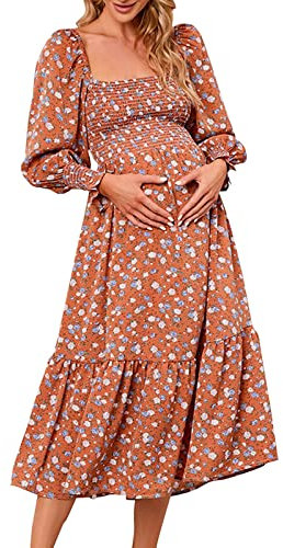 Robe Shooting Photo Grossesse Dentelle Robes Femme Enceinte Chic Et Elegant Grande Taille a la Mode Robe Maternité Soirée Cérémonie Vacances Casual Confortable Pas Cher Long Dress (B, XXL)