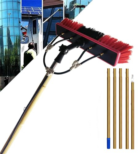 3.6-9M Water Fed Window Cleaning Pole, Water Fed Telescopic Cleaner Brush, Cleaning Photovoltaic and Solar Panels Extension Pole, 7.2M/55cm brush head