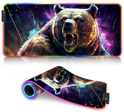 Tapis de Souris de Jeu Cosmic Bear ROG Desk Pad XL Extended LED Extended Gaming Mouse Pad Extra Large (80x30x0.3) cm Gaming et Home Study, Tapis de Souris