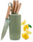 Knife Set, 6-Piece Green Professional Kitchen Knife Set for Chef, Super Sharp Knife Set with Universal Knife Block, Anti-Rust Stainless Steel Kitchen Knife Block Set, Ergonomical Design (Green)