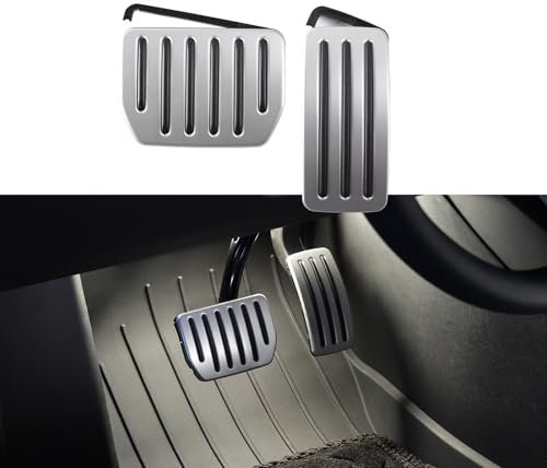 TPARTS Ensemble de pédales de frein et d'accélérateur en aluminium pour Tesla Model 3 Highland 2024+/Model Y Juniper 2025 + accessoires de protection antidérapants pour pédale de rechange