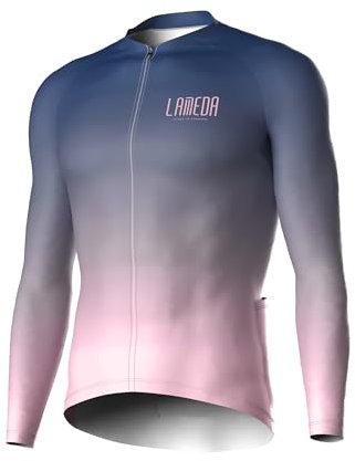 LAMEDA Radtrikot Herren Langarm MTB Rennrad Trikot Fahrradtrikot Lang Atmungsaktive Schnell Trocknend Elastisch Reflektierend Anti-Rutsch für Radsport Rennrad Laufen Sport Gradientenfarbe XL