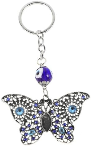 LIFKOME Vintage Schlüsselanhänger Mit Schmetterlingen Und Augenperlen- Stilvolle Taschen-Dekoration Langlebig Und Farbenfroh Für Schlüssel Oder Handtaschen