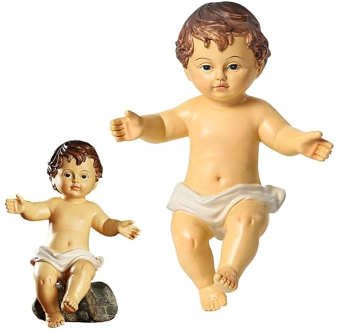Tewzafiya Krippe Jesus Figur | Jesus-Statue für Kirche | Christliche Jesuskind-Statue Krippe, Baby-Skulptur von Jesus Christus Kindheitsfigur aus Harz mit Weihnachtsmotiv