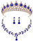 MOBUTOFU 1 Set Krone Halskette Ohrringe Strass Outfit Braut Ohrringe Frau Ohrringe Für Braut Strass Tiara Hochzeit Halskette Strass Ohrringe Hochzeit Ohrringe Kit Blaue Zinklegierung