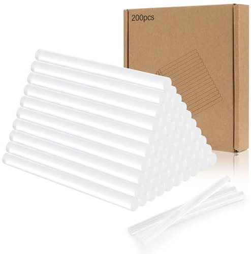 Tapvai 200 Pezzi Colla a Caldo 7mm x 100 mm, Colla Caldo Trasparente per Pistola Colla a Caldo Senza Fili, per Pistola a Caldo per Colla, per Fai Da Te, Riparazioni, Tempo Libero, Artigianato