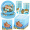 Qcdou Capybara Vaisselle Anniversaire, 40 Pièces Vaisselle Fête Animaux Set, Assiettes en Papier, Gobelets et Serviettes de Fête Capybara pour 10 Invités(H)