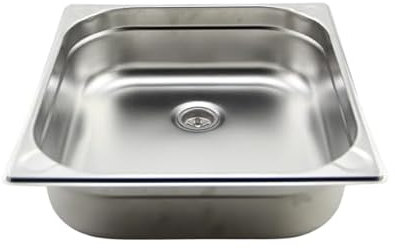 Edelstahl Spülbecken (Größen Auswahl) Camping Spüle Waschbecken inkl. Ablauf Wohnmobil Camping Garten Imbisswagen Küche (Beckentiefe 150 mm, Maxi 354 x 325 mm)