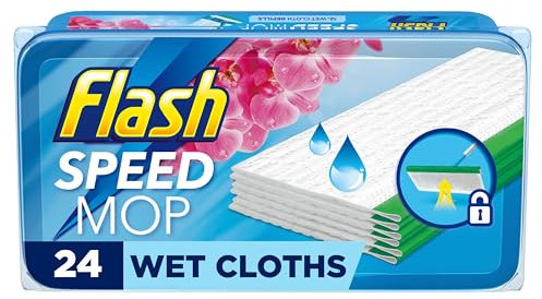 Flash Speedmop Wet Floor Cleaning Wipes, Pink Limited Edition, 96 Cloths (24x4), Wild Orchid Multi-Surface, Trap & Lock Daily Dirt, Grease & Grime Without Getting Down On Your Knees