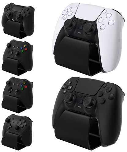 PlayVital 2 Stück Ständer für ps5 Controller,für ps4,Universal Display Gamepad Stand für Xbox Series X/S, für Xbox One,Aluminium-Metall Controller Halterung Zubehör für Switch Pro-Schwarz