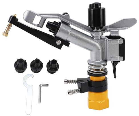 360° Automatischer Impulsregner mit 1 1/2 FNPT - Legierungsgehäuse für Großflächenbewässerung (24x19 cm), Ideal für Garten, Rasen & Hof