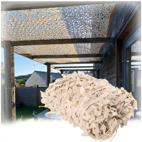 Filet de Camouflage, 3x5m Toile Ombrage Exterieur Sable, Auvent De Terrasse, Filet de Camouflage pour pergola, Protection Solaire, Jardin Décoration