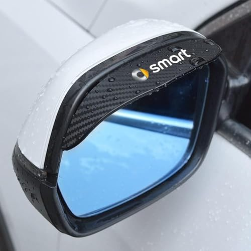 2 Stück Regenschutz Sonnenblende für Auto Spiegel für Smart 451 450 453 Fortwo Forfour, Auto Zubehör Aussen für Rückspiegel Kohlefaser Seitenspiegel Regenschutz