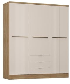 Vente-unique - Armoire 6 Portes et 3 tiroirs - L180 cm - Coloris : Beige et Naturel - PEROLI