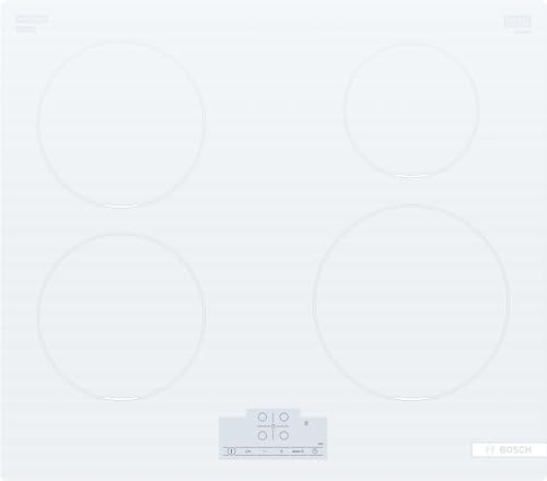 Bosch PUE612BB1E Serie 6 Piano cottura a induzione, Senza profili, Controlli Touch, Riscaldamente ultra rapido, Controllo bambini, Con limitatore di potenza, Bianco, 60 cm.