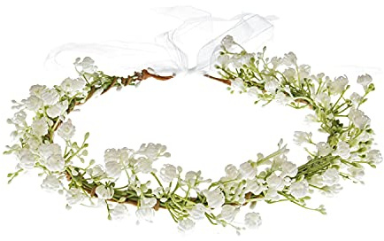 Yili Maizi Handgefertigtes weißes Blumenkronen-Stirnband, floraler Kopfschmuck, Feen-Haarkranz, Blumen-Haarschmuck für Mädchen, Hochzeit, Braut, Cosplay-Party