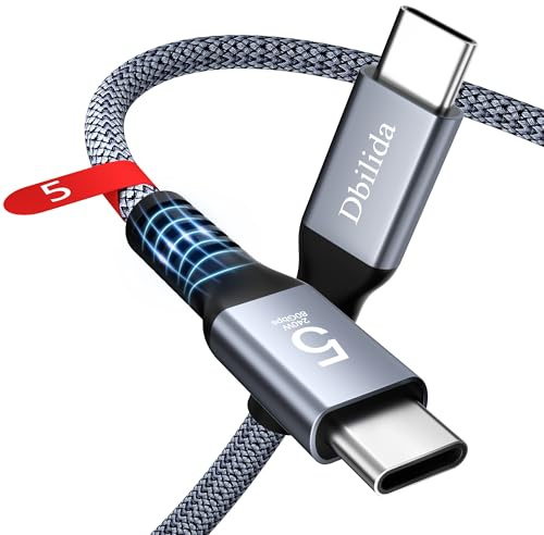 Thunderbolt 5 Kabel 0,5M Kompatibel, 120Gbps Bandbreite, 80Gbps, 240W PD, 8K@165Hz, 4K@540Hz Kompatibel mit Thunderbolt 4, iPhone 17, USB4, Razer Blade, SSD, MacBook Pro Air, Mac mini M4 / M4 Pro