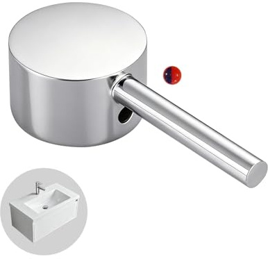 eModwey Maniglia per Rubinetto Monocomando con Indicatore di Temperatura Caldo e Freddo, Compatibile con Cartuccia da 35MM, Manico Universale in Metallo Cromato Lucido