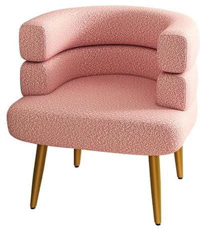 Simcat Chaise d'appoint moderne en fausse fourrure avec pieds dorés pour coiffeuse, chaise Sherpa pour salon (rose)