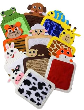 Jiuvaso 10x Tappetini Sensoriali per Bambini Giocattoli Sensoriali a Forma di Animale Tappetini Tattili da Parete in Feltro per Esercizi Giocattolo Educativo