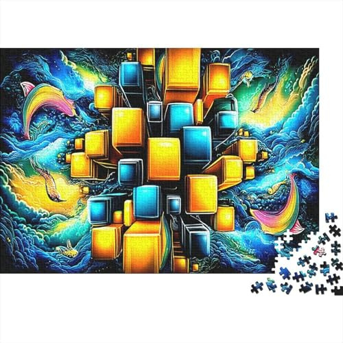 Océano de Cubos Rompecabezas Premium Estimulante, Educativo ecológico, Cubos Abstractos, 70x50cm/1000 Piezas