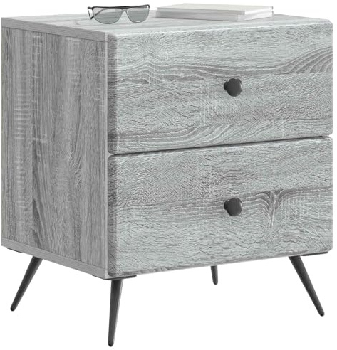 vidaXL Nachttisch Graues Sonoma 43 x 34,5 x 47,5 cm Holzwerkstoff, Geräumiger Nachttisch, rechteckiger Beistelltisch, modernes Schlafzimmermöbel, praktische Ablageflächen, Akzente im Raum
