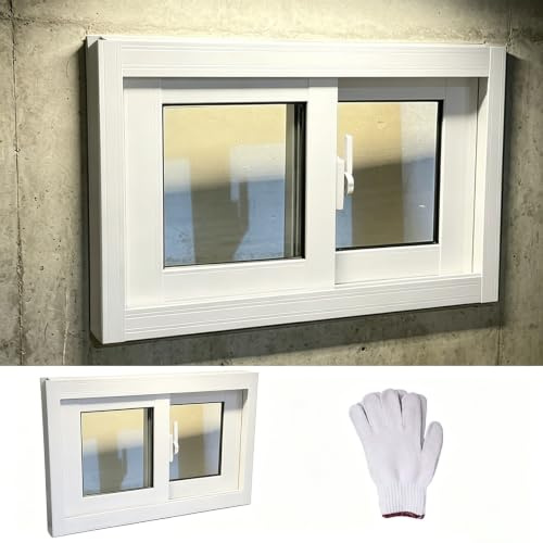 Ventana Corredera de Aluminio con Doble Cristal, Ventana Recambiable para Sótano, Gallinero, Cocina y Baño(White(WxH),40x30)