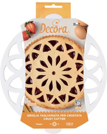 Griglia tagliapasta per crostate FLOWER - tonda Ø28 cm - In plastica - ideale per realizzare crostata, dolci torte - circolare, rotonda