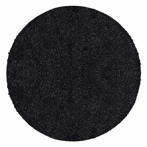 Teppium Moderner Hochflor Teppich Wohnzimmer 160 cm Rund Anthrazit - Shaggy Flauschiger Teppich, Extra Weich, Pflegeleicht und Einfarbig - für Schlafzimmer, Küche und Esszimmer