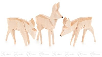 Rudolphs Schatzkiste Miniatur Rehe geschnitzt (3) Höhe ca 6 cm NEU Erzgebirge Weihnachtsfigur Holzfigur